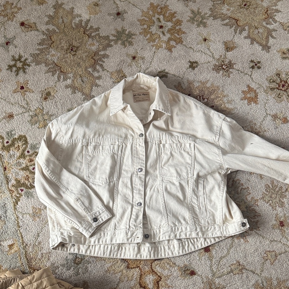 We The Free Cream Denim Trucker Jacket